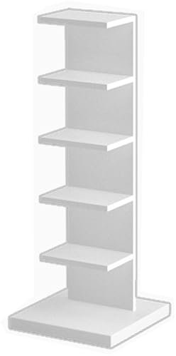 Zdlopteron Bücherregal Unsichtbar Stehend Holz,bücherregal schmal hoch 5–8 Ebenen,Mehrzweck bücherturm freistehend,Leiterbücherregal,für kleine Räume,Wohnzimmer,Schlafzimmer,Büro(White,5 Tier)