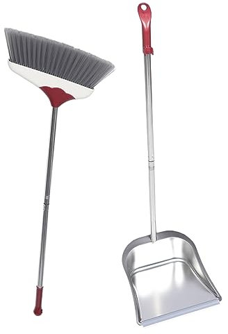 TOYANDONA Ensemble de Balai et Pelle à Poussière en Acier Inoxydable Outil de Nettoyage pour Maison Pelle à Poussière Long Manche Balai Souple Facile à Utiliser Solide