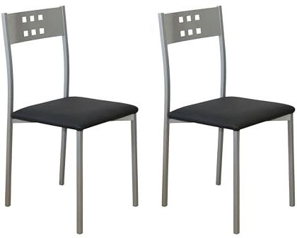 Miroytengo Pack 2 Sillas de Cocina Costa Patas Metal Polipiel Comedor Estilo Moderno Negro 86x47x41 cm