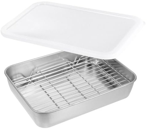 LAPYAPPE Kitchen Preparation Tray Baking Tray for Oven Stainless Steel Baking Rack Draining Function for Food Prep and Grilling Camping Plate