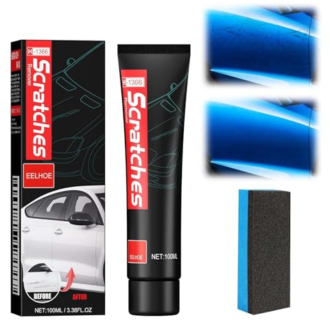 Qiblaou Set per Pulire Piano ad Induzione 100 ml Ripristinatore Graffi Metalli con Spugna Rimuovi Graffi per Veicoli, Polish Auto Professionale Pasta Abrasiva Adatto per Auto Moto