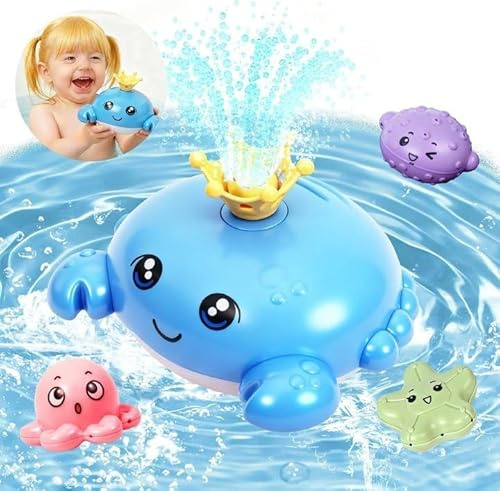 SACBRZZ Jouet Bain De Crabe,Automatique Jet d'eau Jouet De Bain pour Bebe,Lumière LED 3 Couleurs,4 Têtes De Pulvérisation,Arroseur Baignoire Fontaine d'eau Jouets,Jouets De pour Bébé Enfant 1-4 Ans