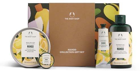 The Body Shop Mango Collection Weihnachtsgeschenkset (Duschgel 250 ml + Body Butter 200 ml + Lip Butter 10 ml + Handcreme 30 ml), Tropische Mangosamenöl-Kollektion, Fruchtige Körperpflege für weiche