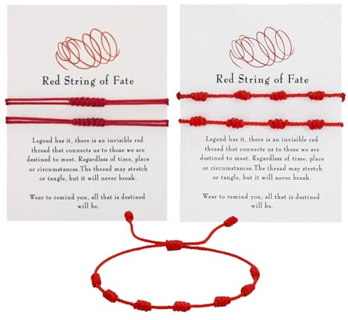 WUYJI Bracciali a piccoli prezzi 4 pezzi di corda rossa, braccialetto rosso regolabile, braccialetto del destino in corda rossa, amuleto guardiano, unisex, comodo da indossare, alla moda e versatile