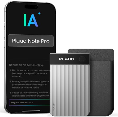 Plaud Note Pro Registratore Vocale AI 64GB con Trascrizione e Riassunti per Chiamate Riunioni Lezioni Interviste fino a 50 ore, Plaud Intelligence, Team Plan, Case Included, Nero