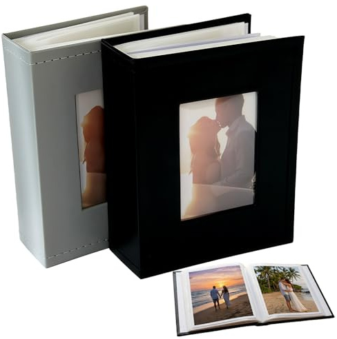 Fotoalbum Einsteckalbum, 2 Stück Mini Fotoalbum | 100 Fotos im 6-Zoll-Format, Album mit Frontfenster Buch hält für Hochzeit Baby Reise