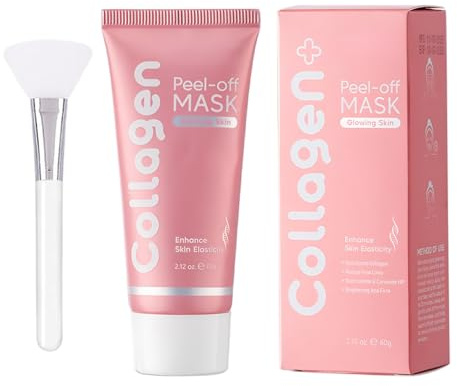 Mascarilla Peel-Off de Colágeno 60g con Brocha, Tratamiento Nocturno que Mejora la Elasticidad, Proporciona Hidratación Intensa, Kit para una Piel Firme, Nutrida y con un Acabado Turgente