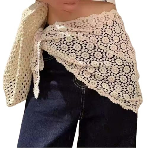 TMTGTS Velo de triángulo Velo Triángulo Cubierta de cabeza Punta cinturón de cintura Pañuelo para la frente Velo triangular Banda de cintura para damas Adorno para el cabello Pañuelo Velo de punta