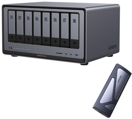 UGREEN NASync DXP8800 Plus 8-Bay NAS Server mit 10Gbps Gehäuse, Intel i5-1235U 10-Kern, 8GB DDR5, 128GB SSD, 2×10GbE, 2×M.2 NVMe, 8K HDMI, 2×Thunderbolt 4 (Diskless)