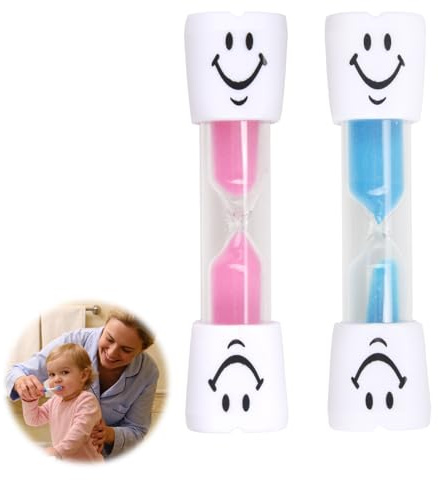 2 Pcs Minuteur Brossage Dents Enfant, Sabliers Souriants de 3 Minutes Multifonction pour Maison Bureau Cuisine et Jeux, Apprentissage du Temps et Activités Ludiques (Rose + Bleu)