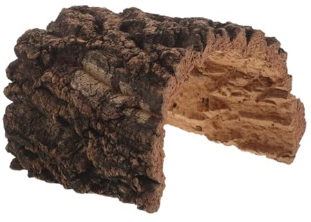 DINHEAROM Cachette pour Reptiles (lézard, Serpent, Tortue), Maison en écorce de liège Naturelle, Grotte-Refuge en Bois pour Gecko, lézard ou Tortue - Décoration de Terrarium Unique 17 x 16 x 11