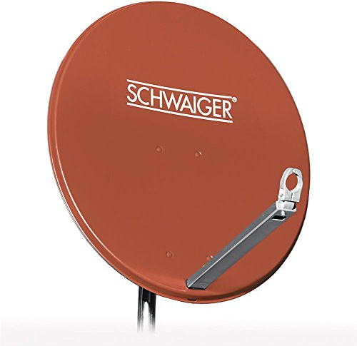 SCHWAIGER -SPI800.2- Parabolantenn | 80 cm | Satellitantenn | med LNB-stödarm och mastfäste | integrerad kabelstyrning | parabolantenn i aluminium | 75 x 85 cm | tegelröd