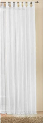 Schlaufenschal Vorhang transparente einfarbige Gardine aus Voile, viele attraktive Farbe, Sondergröße, 225x140 cm (HxB), Weiß, 61225