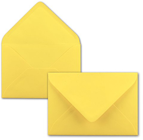 50x Briefumschläge B6-17,5 x 12,5 cm - Zitronengelb - Nassklebung mit spitzer Klappe - 120 g/m² - Für Hochzeit, Gruß-Karten, Einladungen