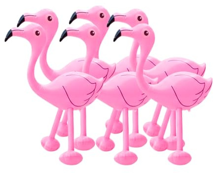 6 Pcs Inflatable Pink Flamingo Blow Up Party Decorations 45 cm, Tropical Hawaiian Luau Fancy Dress Props for Hen Do, Stag Party, Pool Parties, Summer Events and Photo Booth Accessories