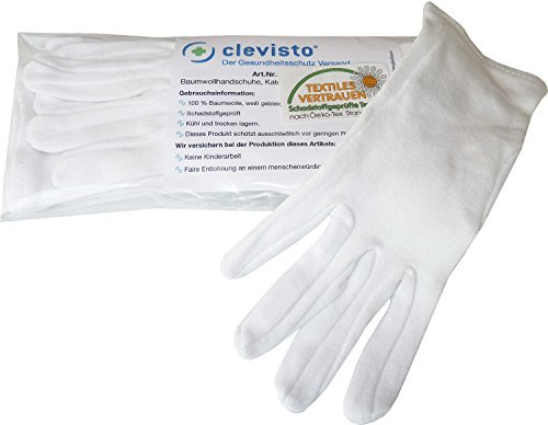 clevisto Weiße Kinder-Baumwollhandschuhe (100% Baumwolle, schadstoffgeprüft), 1 Paar