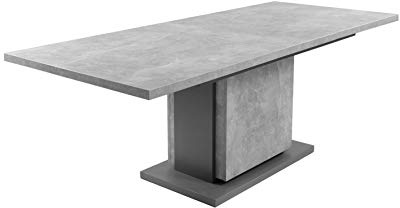 byLIVING Esszimmertisch Britta/Säulentisch mit Auszug 160cm / grau/ESS-Tisch auf 210 cm ausziehbar/Melamin Light Atelier anthrazit Auszugstisch in Beton-Optik / 160-215 x 75 x 90 cm
