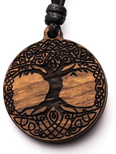 treeforce Keltischer Baum des Lebens, Lebensbaum, Holzkette, Halskette, Schlüsselanhänger oder Auto- Anhänger 3 in 1 DIY Schmuck, Handmade, nachhaltig und vegan aus Holz