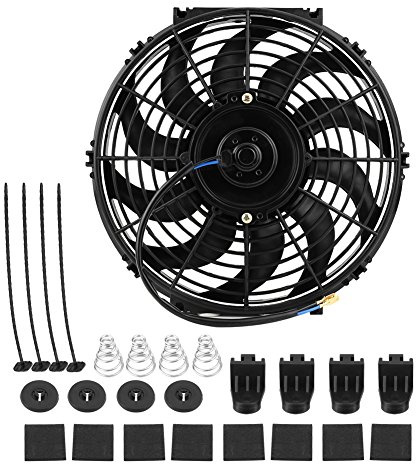 lyrlody Universal Kühlerlüfter Motorkühler Elektrolüfter Lüftermotor Kühlerventilator Ventilator Lüfter mit Montagesatz für Auto KFZ LKW, Pull/Push, 12 Zoll