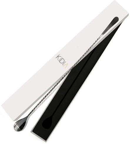 Kidia Barlöffel Professional, 40cm Cocktaillöffel aus Edelstahl mit Flachende, Bar Spoon für Cocktails
