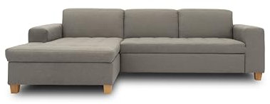 DOMO. collection Ecksofa Sugar, Sofa mit Schlaffunktion in L-Form, Eckcouch mit Bett, 266 x 162 x 80 cm, hellgrau