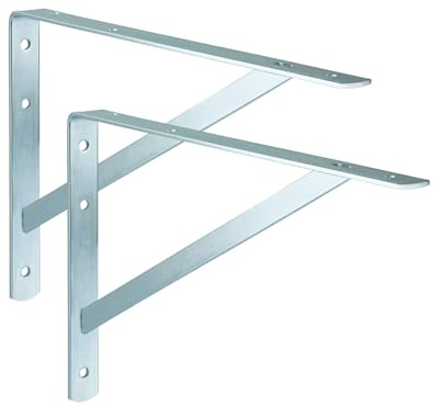 ALPENSTAHL Schwerlastwinkel [Athena] 2 Stück Regalwinkel I Tiefe 400 mm I Schwerlastkonsole verzinkt, Grau I Wandhalterung Regal Tragkraft 300 kg I Winkel Metall massiv | Metallwinkel 90 Grad
