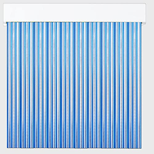 Cortinas Exterior Puerta | Material Plastico PVC y Barra Aluminio | Ideal para Terraza y Porche | Antimoscas | TRANSPARENTE-AZUL | 210 * 90