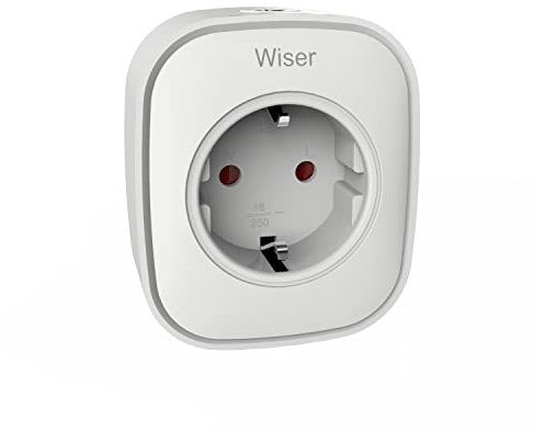 Schneider Electric Wiser Smart Plug, Smart Home Zwischenstecker, Steuerung per App, Zigbee, über Hub kompatibel mit Matter, Alexa, Google, Apple, Artikelnummer CCTFR6501
