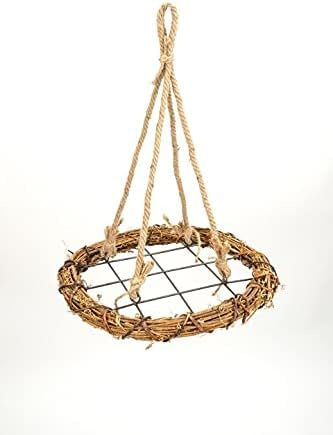 NaDeco Rattan-Kranz zum Hängen mit Metallgitter, in 35, 55 und 75 cm erhältlich | Hängekranz mit Metall | Weidenkranz zum Hängen mit Metallgitter | Kranz mit Gitter | Gitter-Kranz, Größe:Ø 35 cm