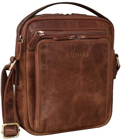 STILORD 'Ilkay' Männer Tasche Leder Klein Vintage Umhängetasche Herrentasche kleine Messenger Bag Tablettasche 10,1 Zoll Echtleder, Farbe:kara - cognac
