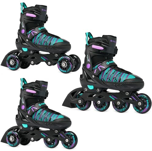 RAVEN 3in1 Inline Skates Triskates Rollschuhe Inliner für Kinder Erwachsene Mädchen Damen verstellbar
