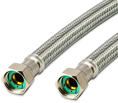 Flexschlauch Edelstahl - Panzerschlauch Anschlussschlauch für Sanitär, Heizung, WC, Solar, Hauswasserwerk - Made in Germany (1/2 ÜM x 1/2 ÜM - 60 cm, DN13)