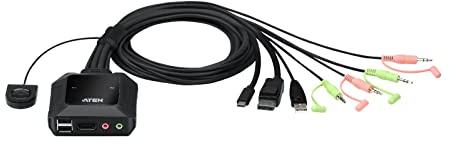 ATEN CS52DP 2-Port USB-C DP Hybrid Kabel KVM Switch