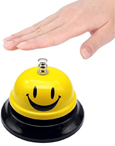 Campanello da tavolo in metallo, cam-pane da tavolo, cam-pane in metallo, campa-ne di reception campanelle di chiamata con campanello croccante per ristoranti, hotel, bar, cucina (giallo)