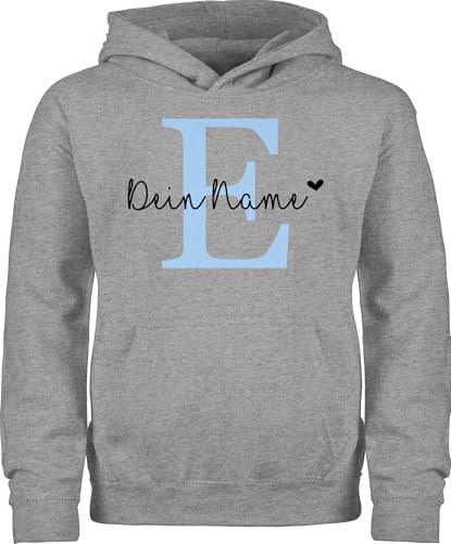 Geschenk mit Namen personalisiert by Shirtracer - Kinder Hoodie Jungen Mädchen - Anfangsbuchstabe - Name anpassbar Buchstabe Herzchen I Geschenk Initialen
