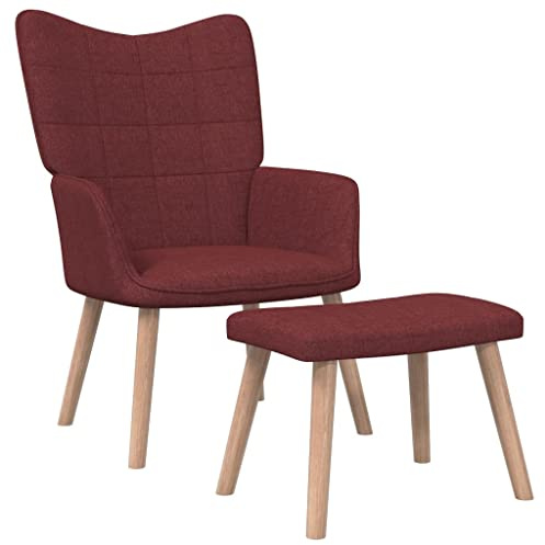 ZQQLVOO Relaxsessel mit Hocker Weinrot Stoff, Loungesessel, Fernsehsessel Relaxsessel, Schreibtischstuhl, Stuhl für Schlafzimmer, Wohnzimmer, Arbeitszimmer, Büro