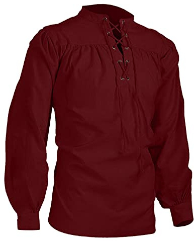 MNSWR Halloween Herren Shirt Punk Kleidung Mantel Jeanshemd Herren Hemd Freizeithemd Mittelalter Vintage Kostüm Tops Fischerhemd Hemden Flanellhemd