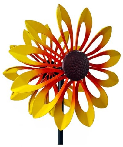 Moulin A Vent Jardin Exterieur Moulin À Vent Tournesol Facile À Assembler Moulin À Vent Tournesol Facile À Assembler Moulin À Vent Fleurs, Déco pour Le Jardin, Pelouse Ou La Terrasse,Yellow