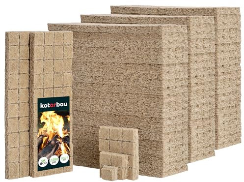 KOTARBAU® Lot de 2400 Pièces Allume Feu Cube - Laine De Bois - 25 x 8 x 13 cm - Naturel - Allume Feu Barbecue - Cheminée Four Bois