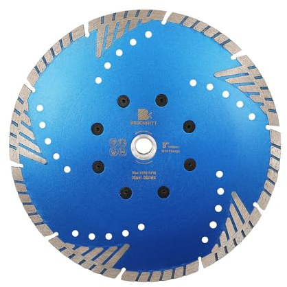 Diamant Trennscheibe 230mm - BRSCHNITT M14 Turbo Sägeblatt mit Schutzzähne zum Schneiden Schleifen Granit Marmor Beton Fliesen