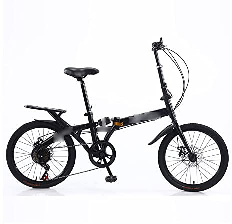 WAGLOS 20 Zoll Weiß 7 Gang Faltrad Klapprad, Klappfahrrad Klappfahrra Fortgeschrittene, Sicher Mountainbikes Campingrad, Quick-Fold-System, Doppel-V-Bremse,Schwarz