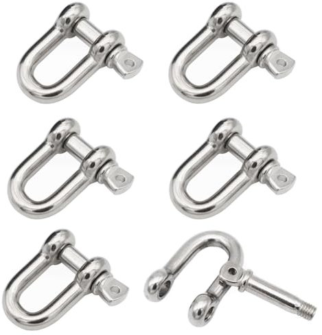 6 Pezzi M8 Grillo Acciaio Inox 304 Grillo Acciaio Inox a Vite Grillo Dritto Grillo per Anello a D Grillo Dell'ancora Grillo a Catena per Collegamenti Rapidi e Grilli Fissi