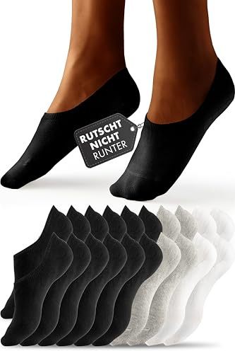 HELDENWERK 10 par ankelstrumpor för kvinnor och män – osynliga sneakerstrumpor andas och bekväma – strumpor i svart, vit, grå, 2 x grå, 2 x vit, 6 x svart, 39-42 EU