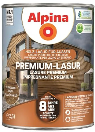 Alpina Premium-Lasur Nussbaum 2,5 Liter seidenmatt
