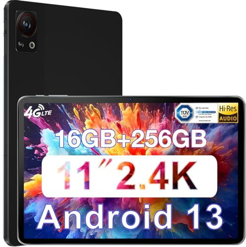 DOOGEE T30S Android 14 Tablet 11 Pulgadas 16GB RAM 256GB ROM/1TB TF, 2.4K Tablets Octa Core, Tableta Batería 8580mAh, TÜV SÜD Certificado y 4 Hi-Res Altavoces, Tablet PC Dual SIM 4G y 5G WiFi, Negro