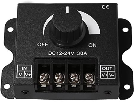DC 12V-24V 30A Dimmer per Strisce Luminose LED, LED Light Strip Dimmer in Metallo PWM Dimming Controller Regolatore Dimmer per Interruttore a LED Operazione Manuale per Regolare la Luminosità