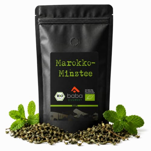 baba GOURMET - Bio Marokko Minztee lose 200 g - 100% naturrein Grünteemischung mit Nana-Minze - Loser Tee orientalisch 100% natürlich ohne Zusätze aus Minze & Grüntee (Original orientalisch)