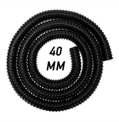 1 Meter Flexible 1.5 Pond Pumps Hose - 40mm Black Smooth Bore Hose - Corrugated Filter/Drainage Pipe with Double Wire Hose Clamp Set