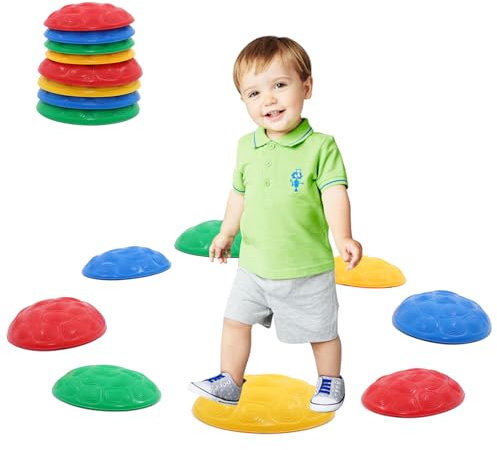 Forroby 8PCS Sensory Balance Stepping Stones Toddler,Outdoor Play Equipment for Children Garden,Balance Toys Kit,Indoor Obstacle Course Games for Exercise,Gifts for Boys and Girls
