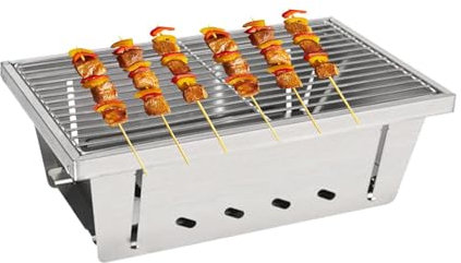 Barbecue portatile a carbonella | Griglia pieghevole a carbonella – Robusto braciere con borsa per il trasporto, set da cucina da campeggio per viaggi, picnic, giardino, feste in spiaggia